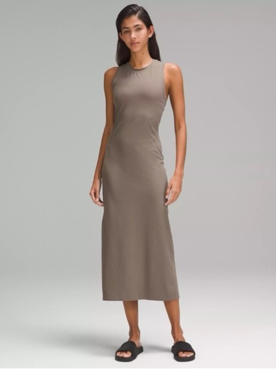 lululemon athletica Dresses & Skirts - NWT Lululemon All Aligned Ribbed Midi Dress Taupetastic Size 6